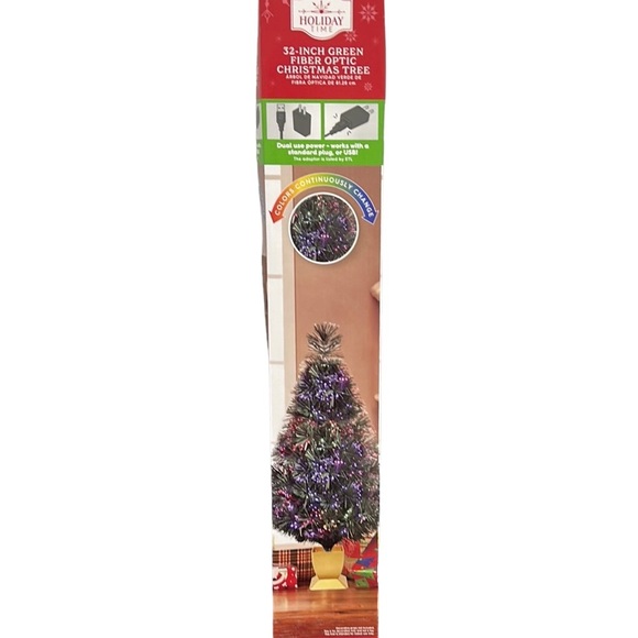 Holiday Time 32” Fiber Optic Green Christmas Tree New